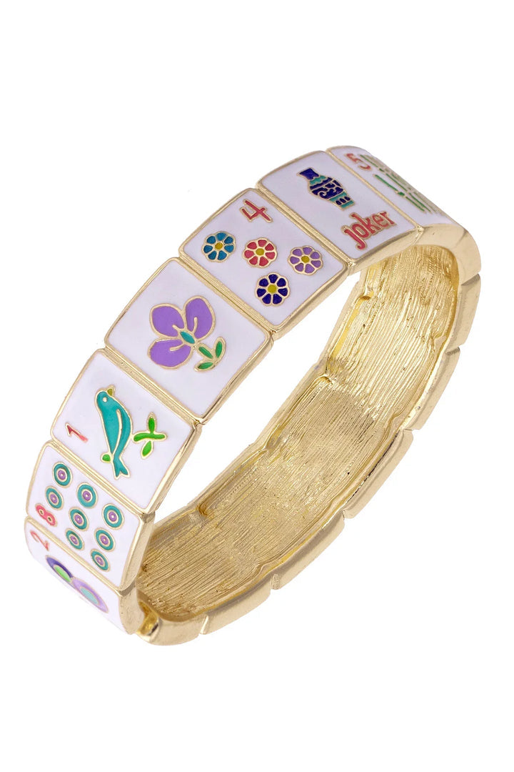 Mahjong Enamel Hinged Bangle