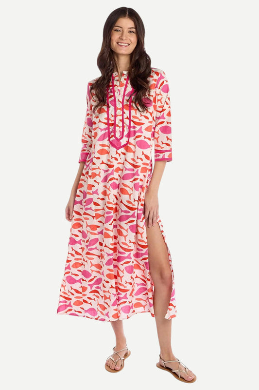 Fish Print Caftan Dress