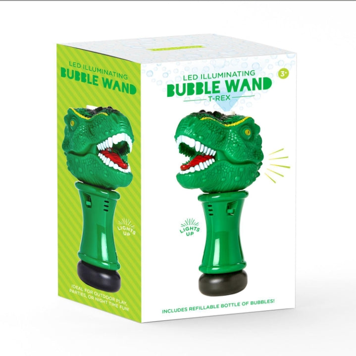 T-Rex LED Illuminating Bubble Wand Blower with Refillable Solution