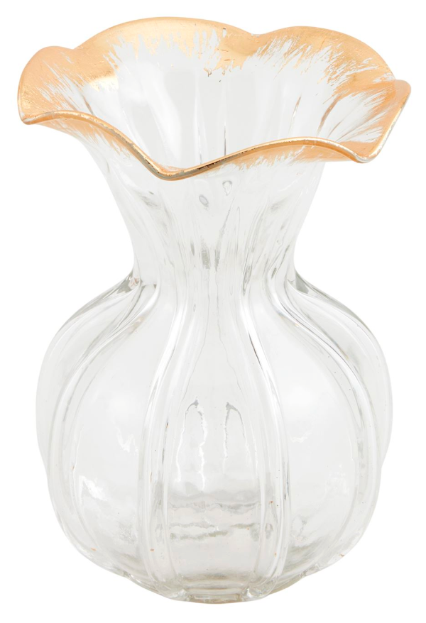 Large Ruffles Gold Glass Vase