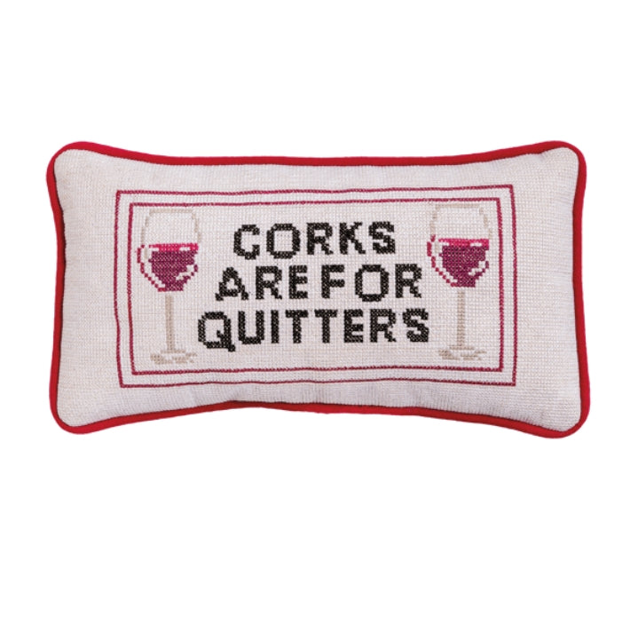 Corks Needlepoint Pillow