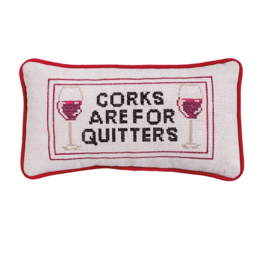 Corks Needlepoint Pillow