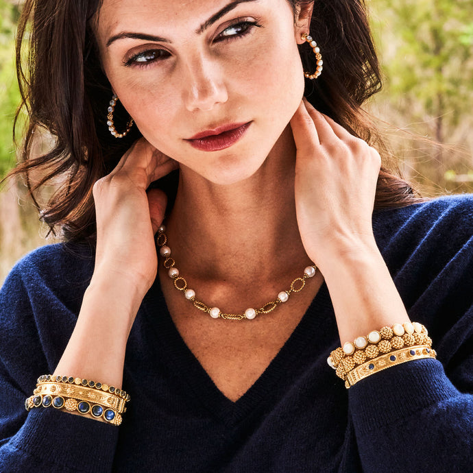 Berry Gem Petite Hinged Bangle Blue Laboradite