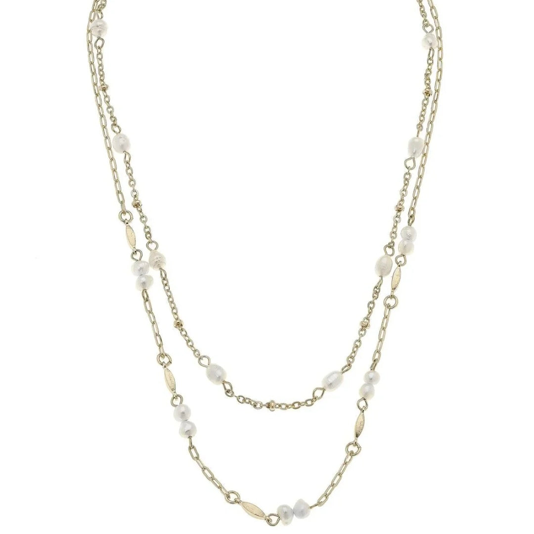Ashton Freshwater Pearl Layered Necklace in Ivory