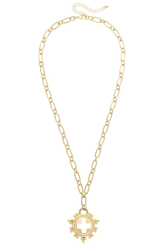 Lilah Open Cross Medallion Necklace