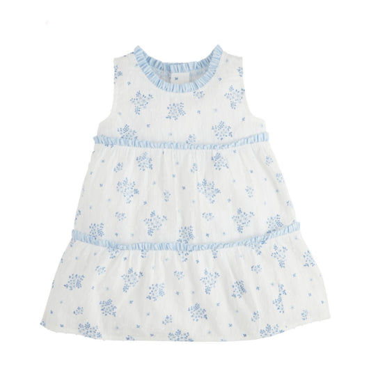 Blue Floral Tiered Dress