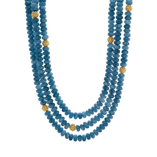 Berry & Bead Triple Strand Necklace, 18"+2" - Ocean Jade