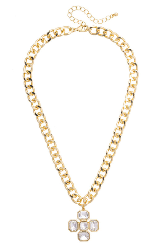 Laurel Rhinestone Cross Linked Necklace