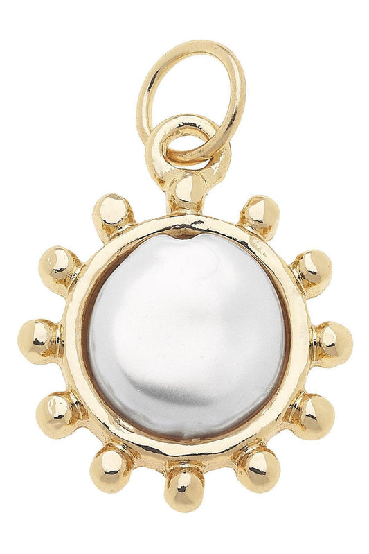 Mother of Pearl Coin Charm in Shiny Gold