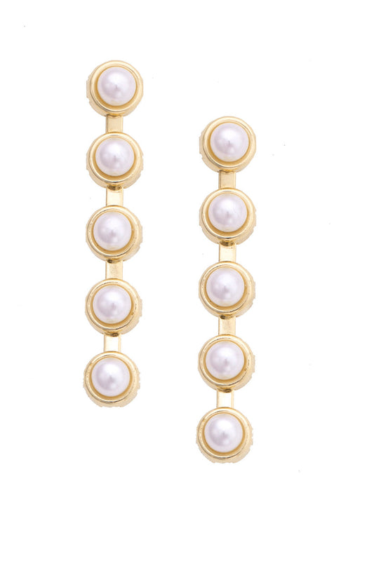 Ivy Pearl Linked Earrings in Ivory