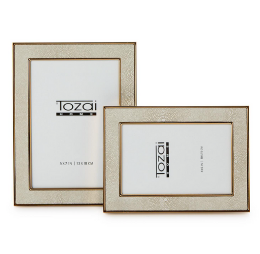 Cream Shagreen Photo Frames