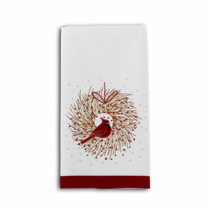 Cardinal Wreath Towel with Sequins