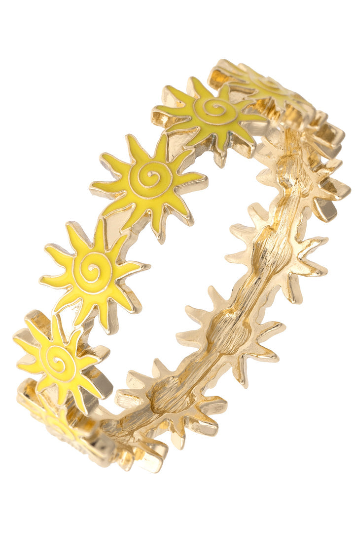 Sunshine Enamel Hinge Bangle in Shiny Gold