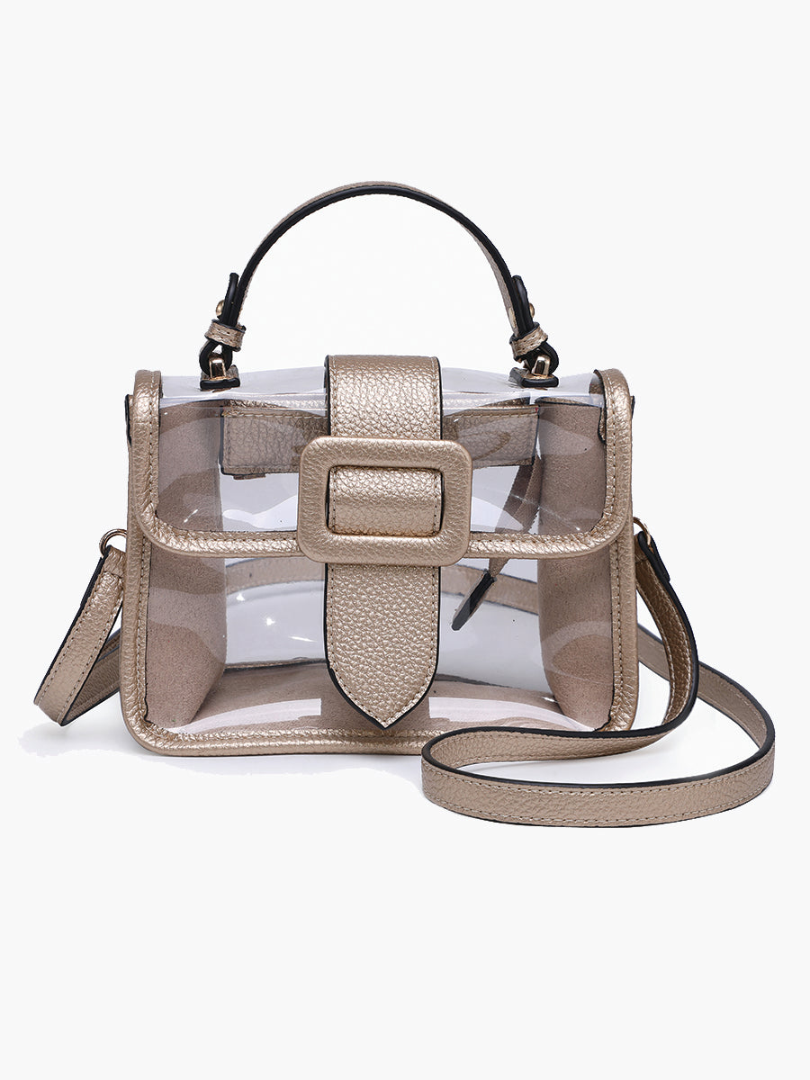 Toni Clear Crossbody Bag in Gold