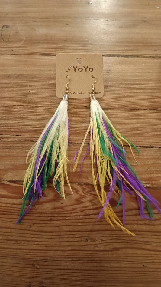 Mardi Gras Feather Earrings