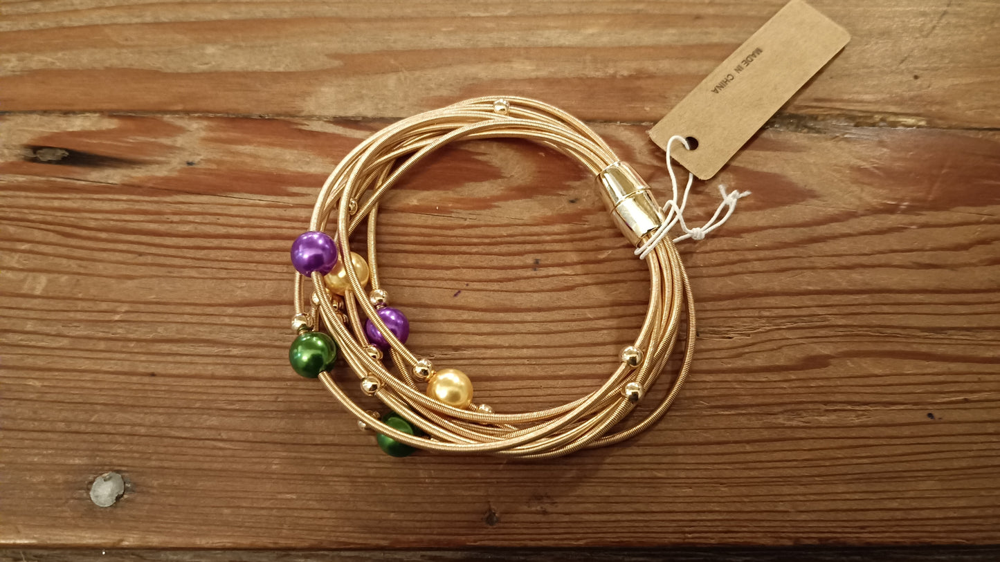 Mardi Gras Pearl Guitar String Bracelet