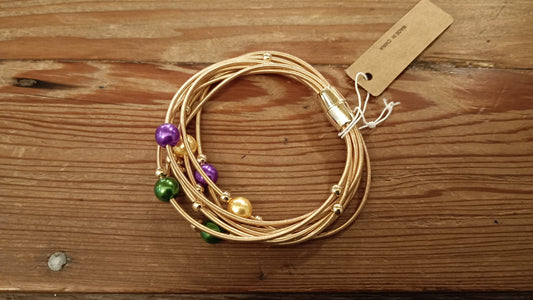 Mardi Gras Pearl Guitar String Bracelet