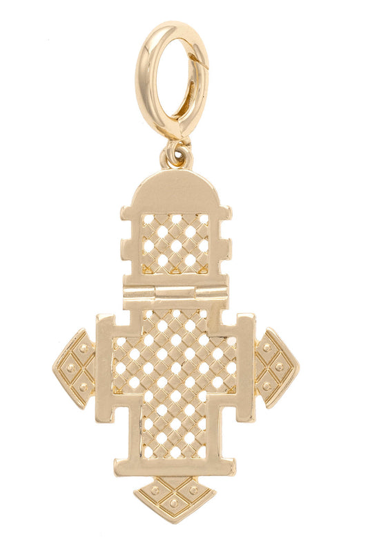 Ethiopian Cross Pendant in Shiny Gold