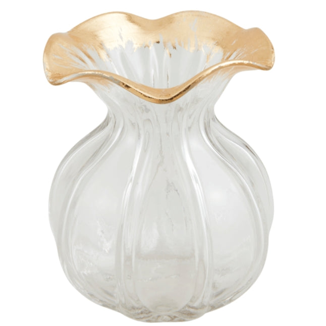 Ruffled Gold Glass Vase