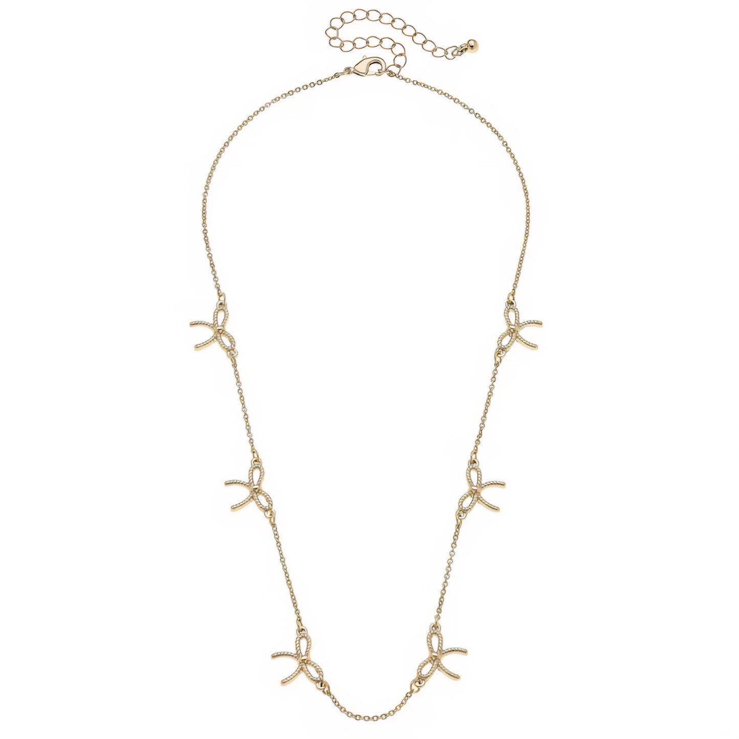 Bessie Multi Rope Bow Necklace in Shiny Gold