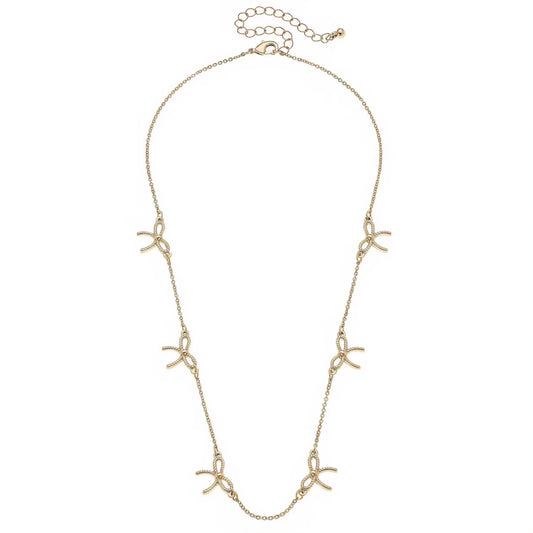 Bessie Multi Rope Bow Necklace in Shiny Gold