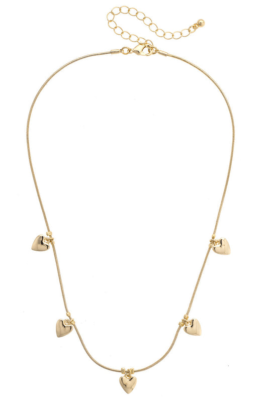 Kimmy Tiny Heart Charm Necklace in Shiny Gold