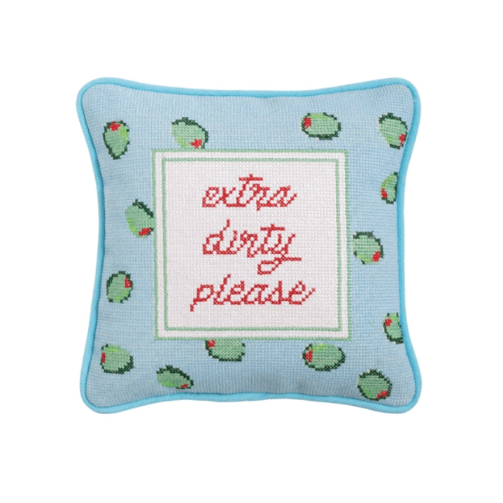Olives Needlepoint Pillow