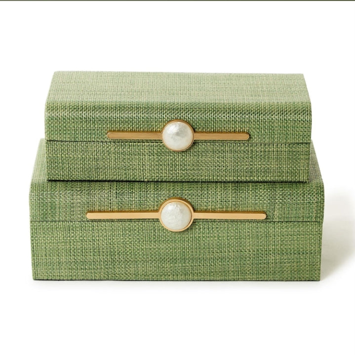 Monaco Green Faux Seagrass Boxes