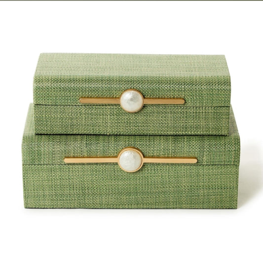 Monaco Green Faux Seagrass Boxes