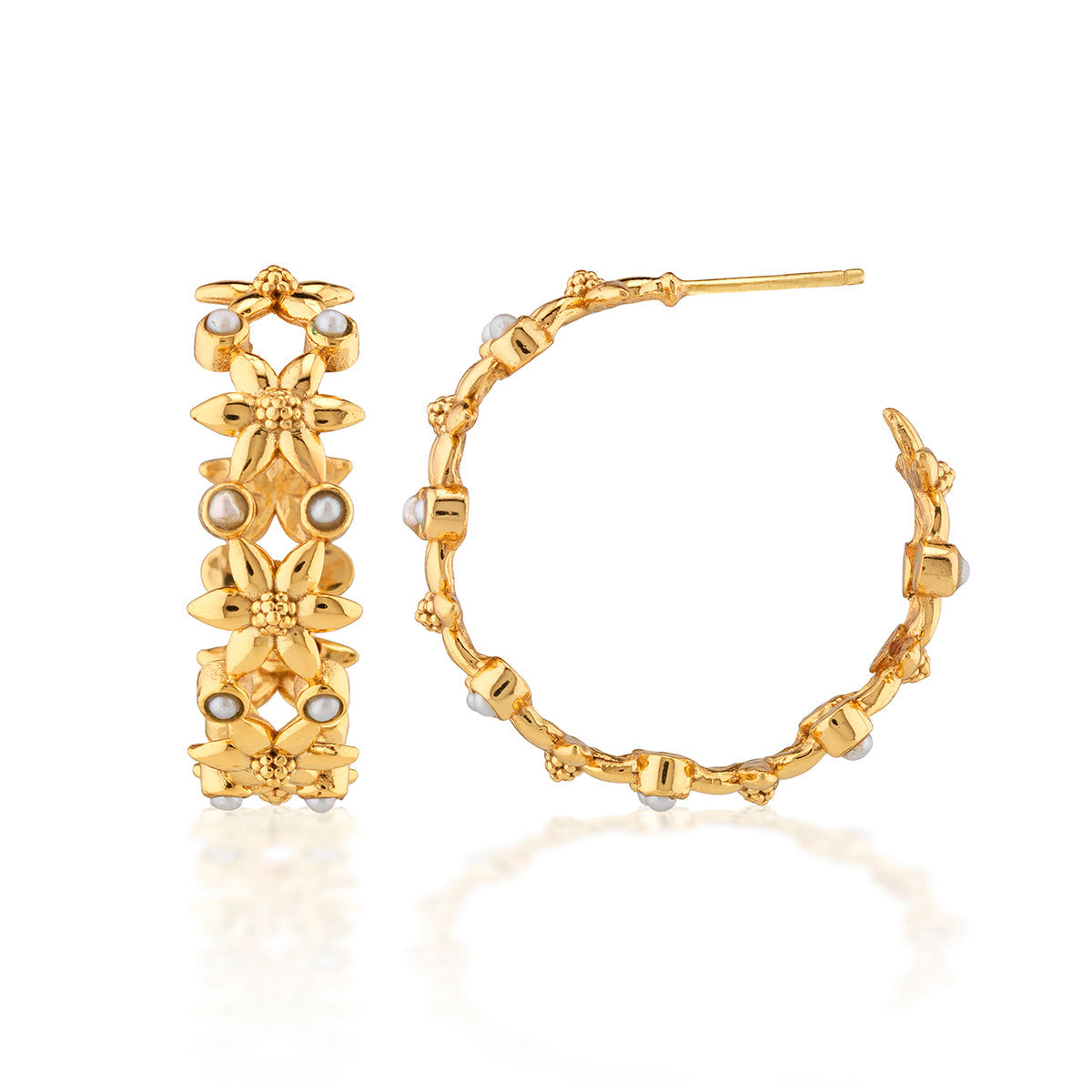 Jasmine Hoop Earrings Pearl