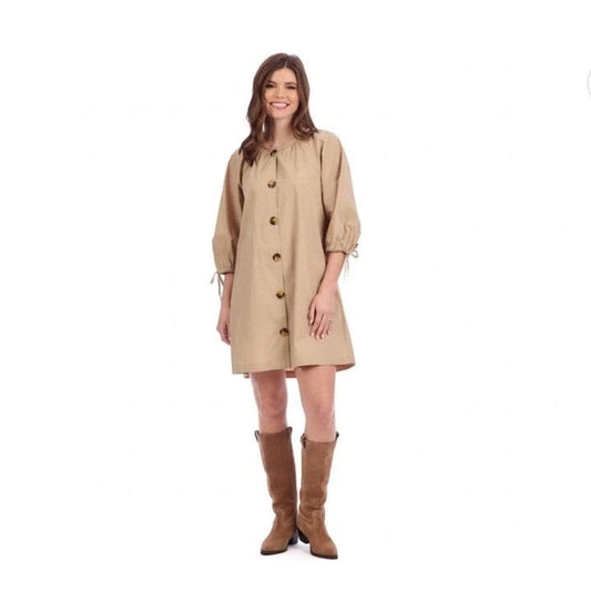 Pheebes Button Down Dress Tan