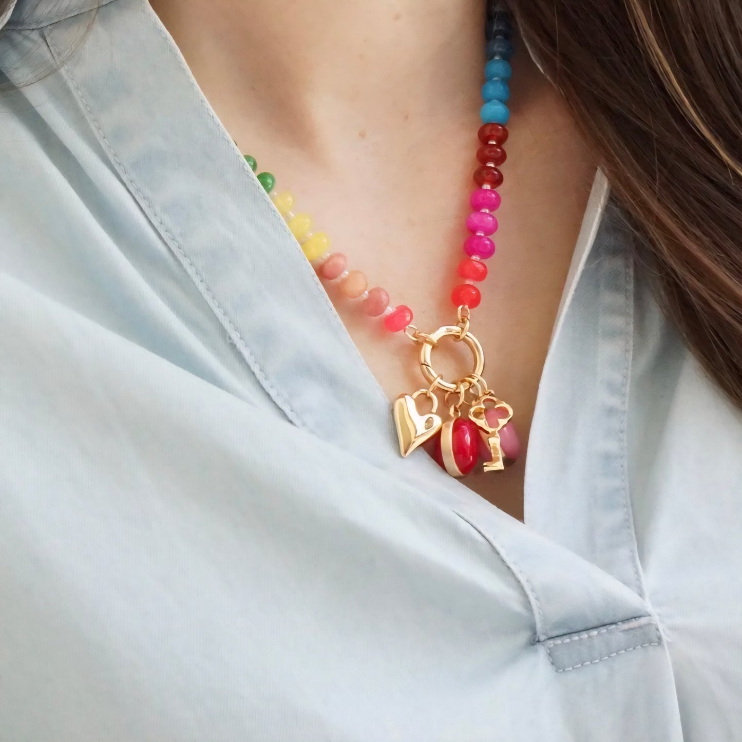 Puffy Heart Charm in Shiny Gold