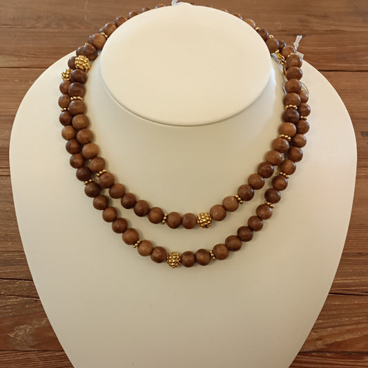 Berry Single Strand Bead Necklace Teak