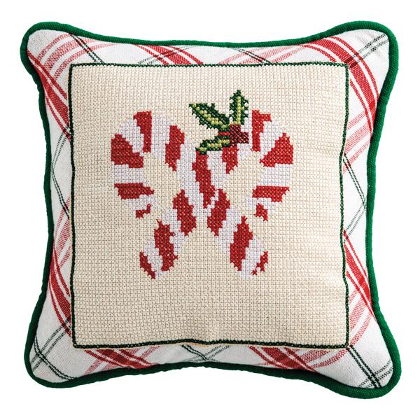 Needlepoint Candy Cane Pillow