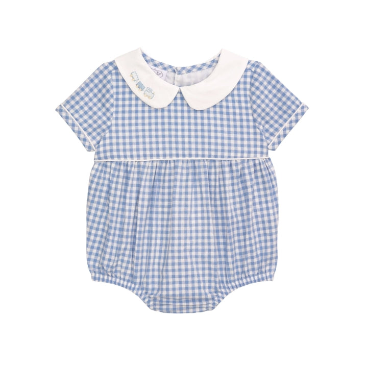 Train Layette Gingham Bubbles