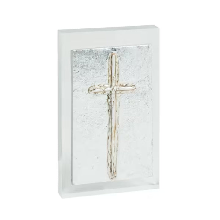 Silver Cross Painted Plaque