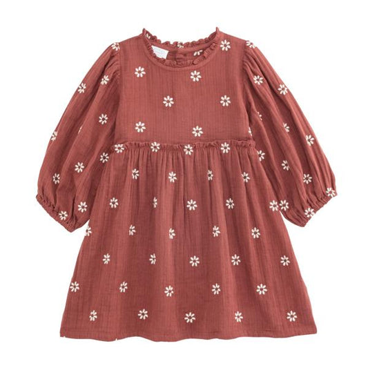 Embroidered Daisy Crinkle Gauze Dress