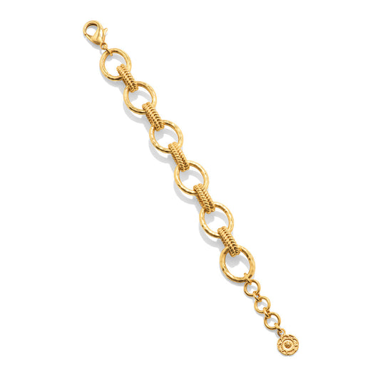 Cleopatra Regal Link Bracelet, 7+1.5" - Gold