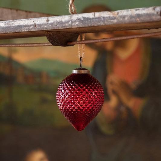 Cone Hobnail Ruby Glass Ornament