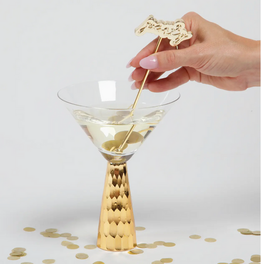 Hammered Gold Geo Martini Glass