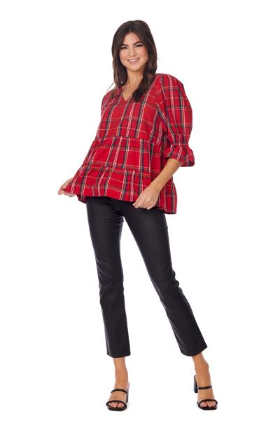 Ashford Red Plaid Top