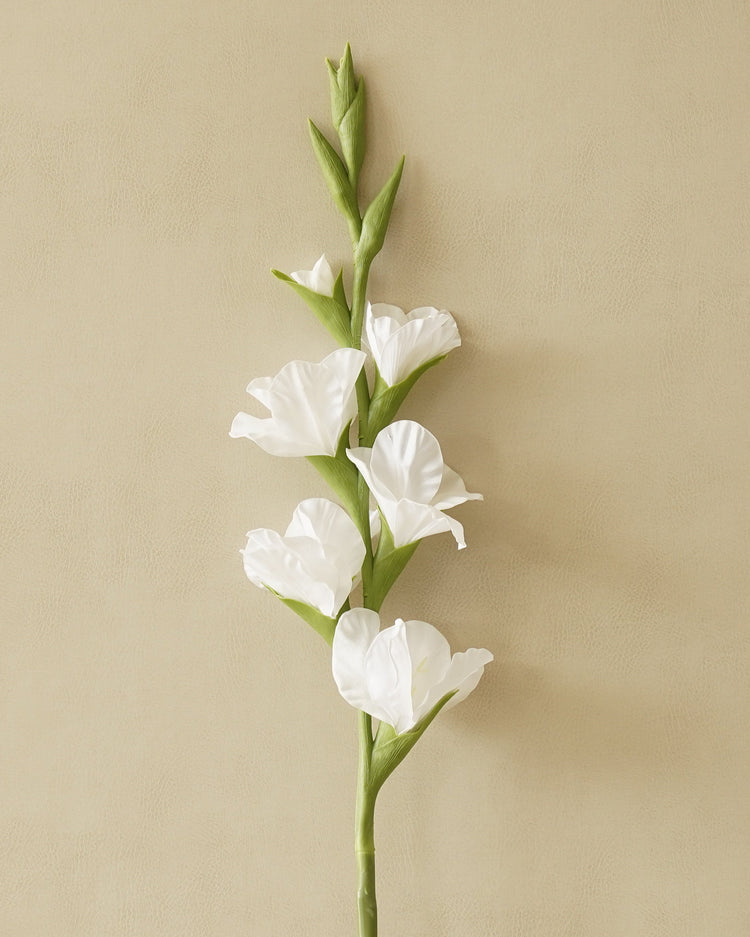 White Real Touch Gladiolus Stem