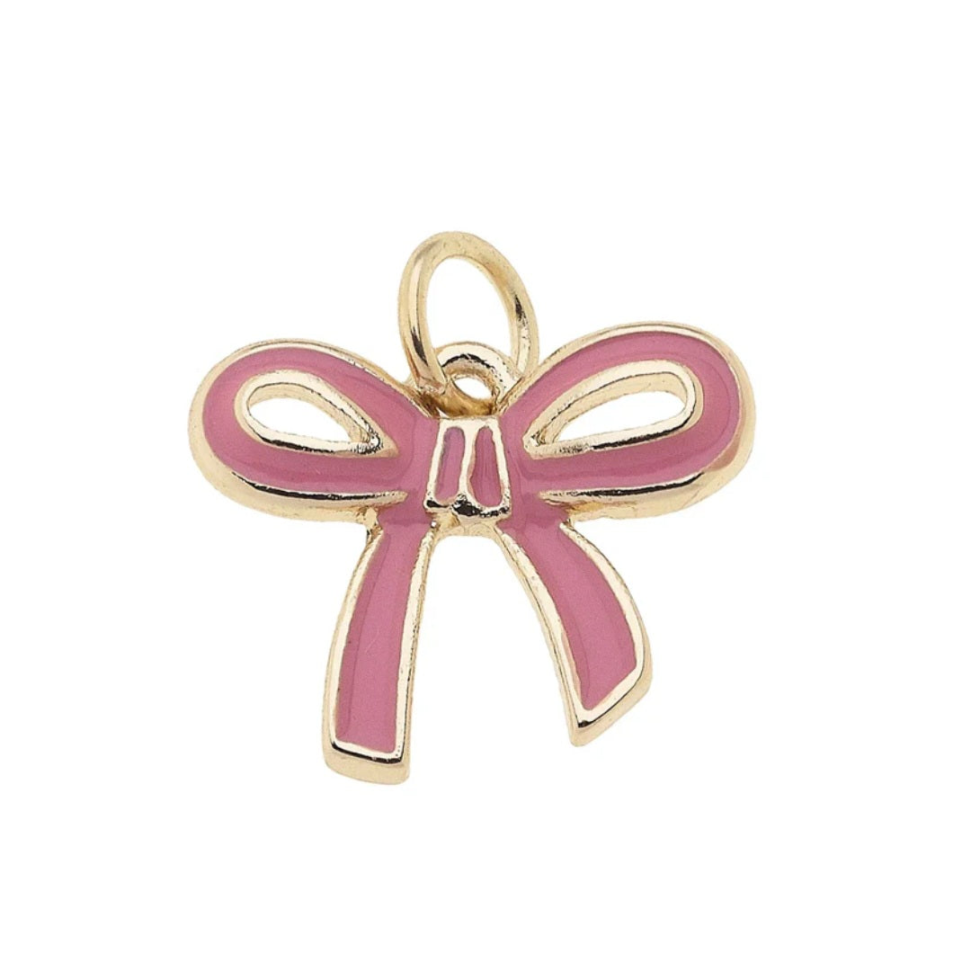 Enamel Bow Charm in Light Pink