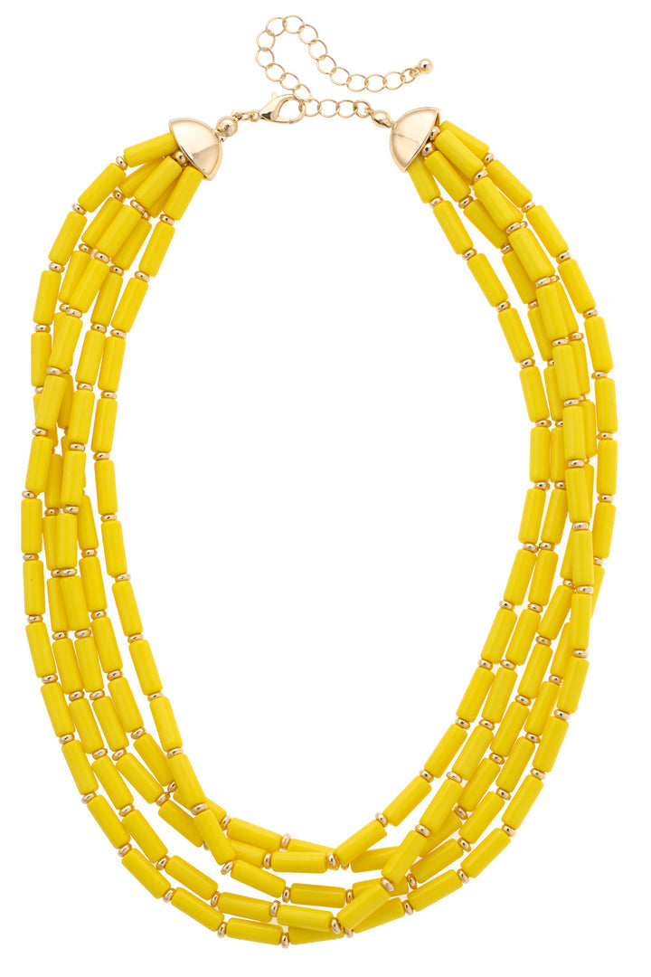 Santorini Multi-Strand Beaded Necklace in Yellow
