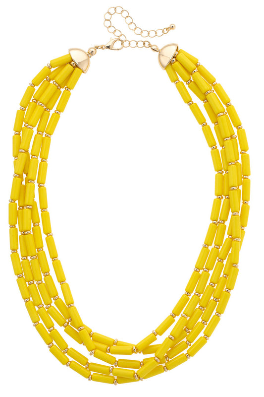 Santorini Multi-Strand Beaded Necklace in Yellow