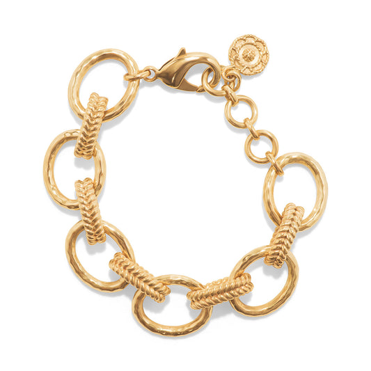 Cleopatra Regal Link Bracelet, 7+1.5" - Gold