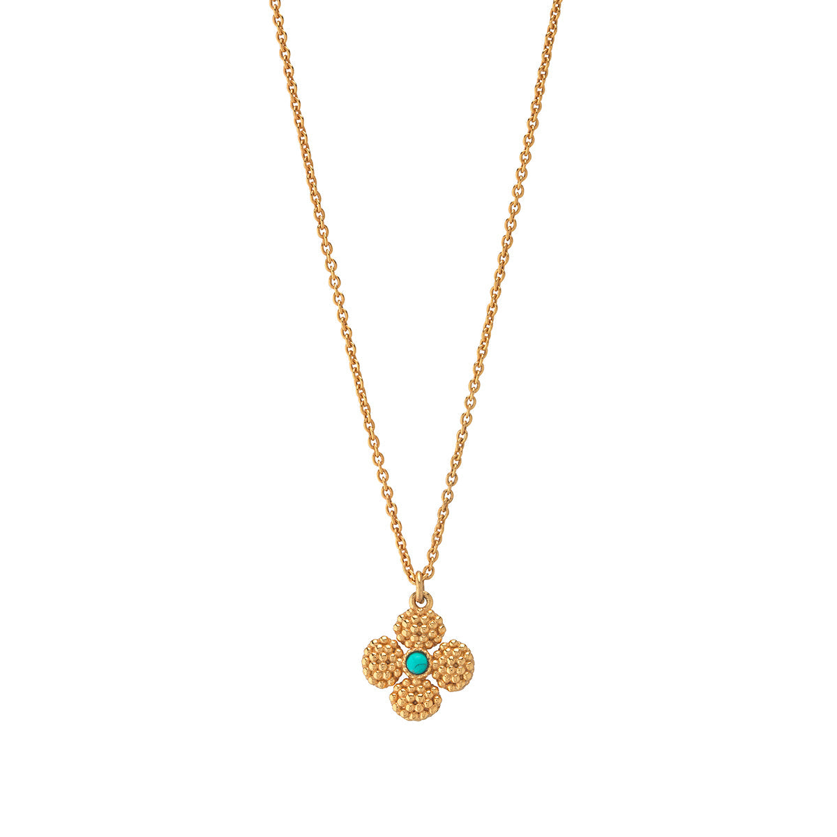 Berry Clover Double Sided Charm Necklace - Turquoise