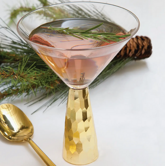 Hammered Gold Geo Martini Glass