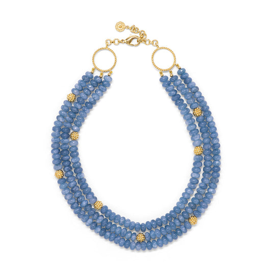 Berry & Bead Triple Strand Necklace, 18"+2" - Ocean Jade