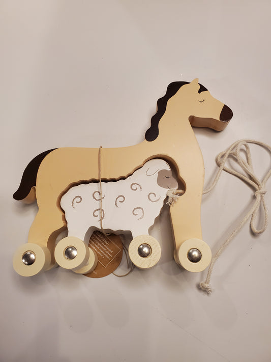 Horse rolling wood toy